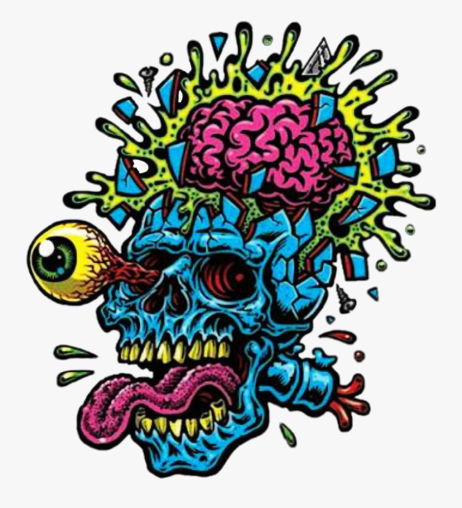 #skull #skulls #calavera #zombie #art #crazy #toxic - Exploding Brain, Transparent Clipart