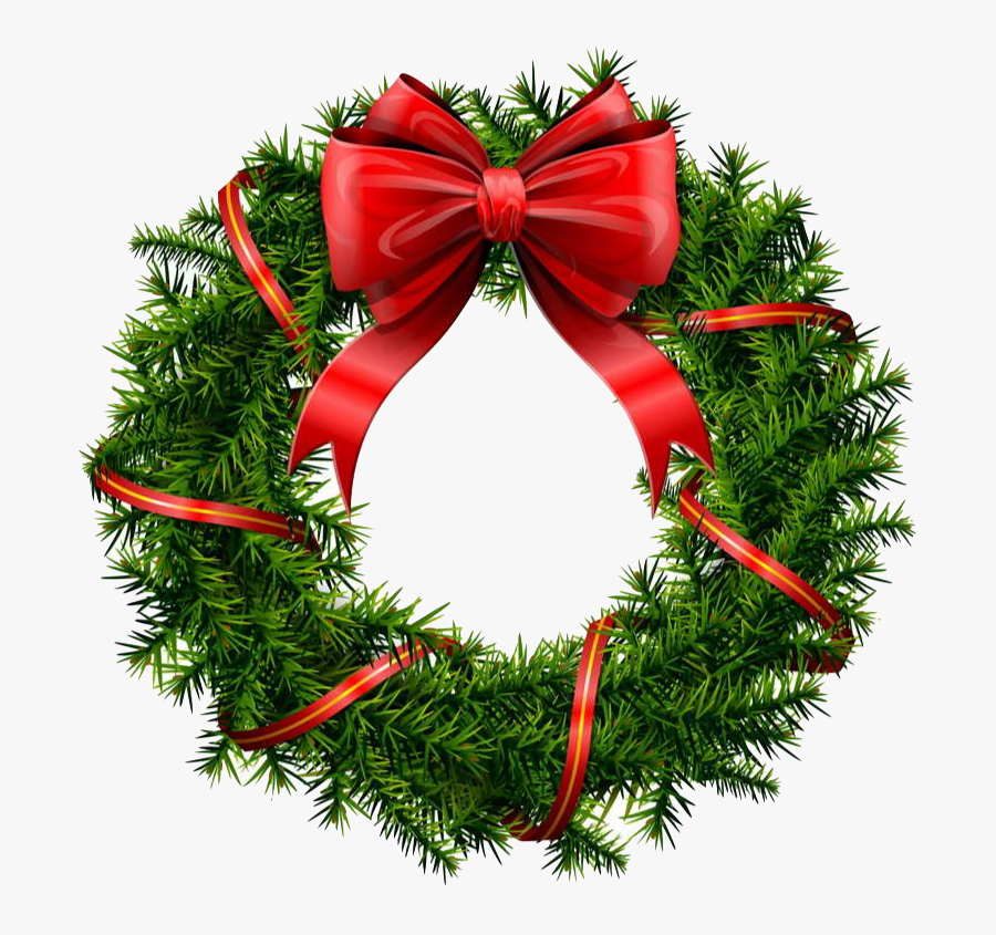 Christmas Wreath With Bow, Transparent Clipart