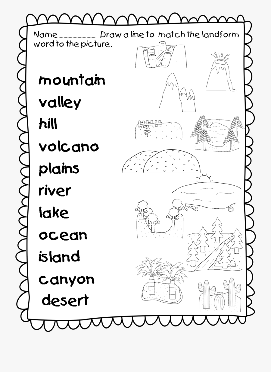 Lake Clipart Landform Plain - Landforms Worksheet For Grade 1, Transparent Clipart