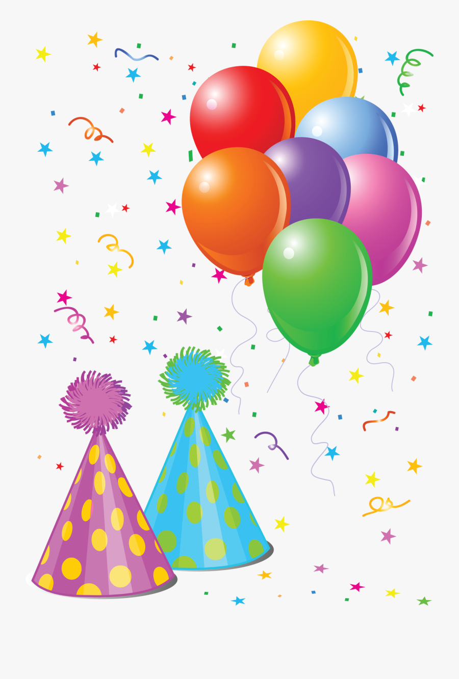 Transparent Party Hat Clipart Png - Party Hat And Confetti, Transparent Clipart