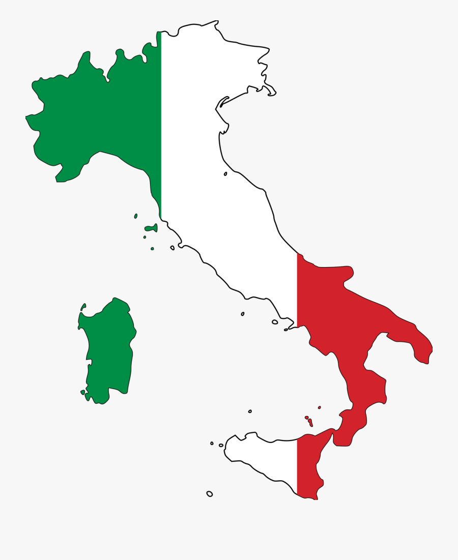 Flag Italy Map Outline, Transparent Clipart