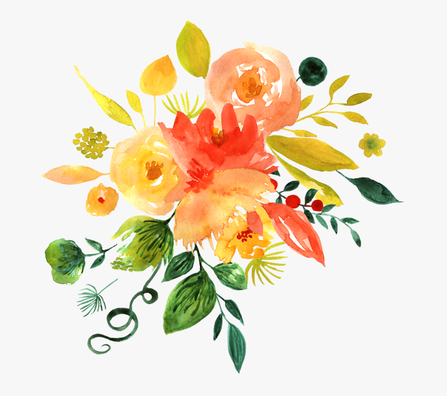 Boho Clipart Flower - Yellow Watercolor Flowers Png , Free Transparent ...