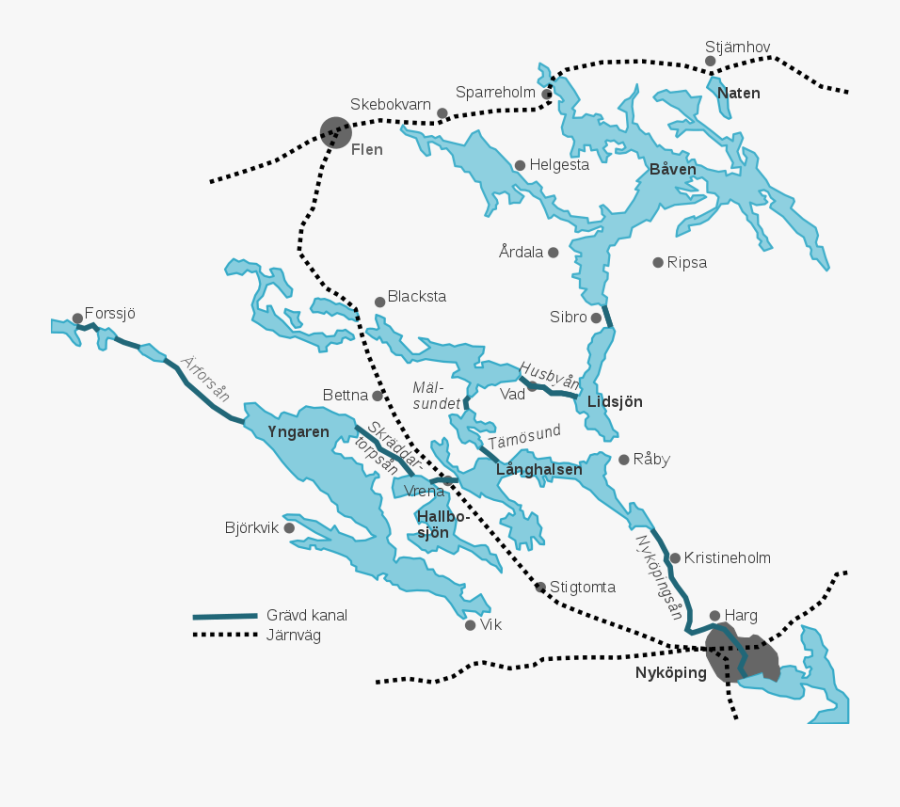 Map Lane Yngaren Lake Sea Ecoregion Clipart - Atlas, Transparent Clipart