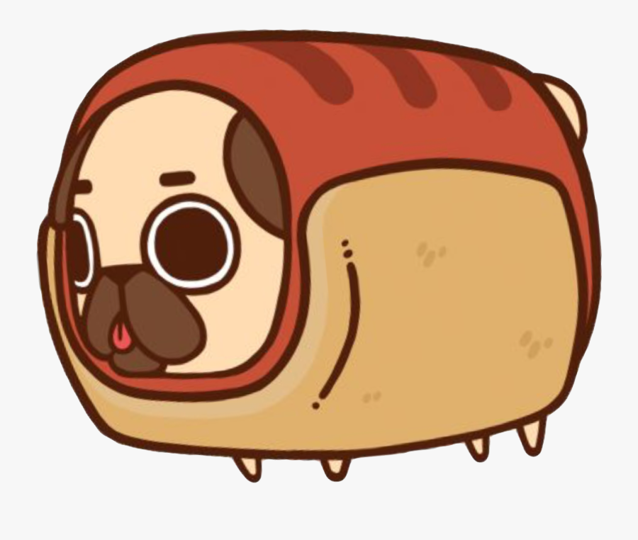 Cute Kawaii Dog Pug Hotdog Animal Nature Food Yummy - Puglie Pug Hot Dog, Transparent Clipart