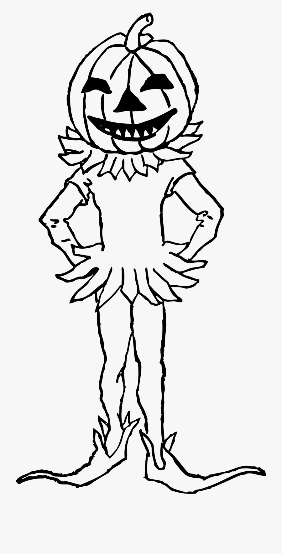 Pumpkin Black And White Boy With Pumpkin Clipart Black - Pumpkin Head Coloring Pages, Transparent Clipart