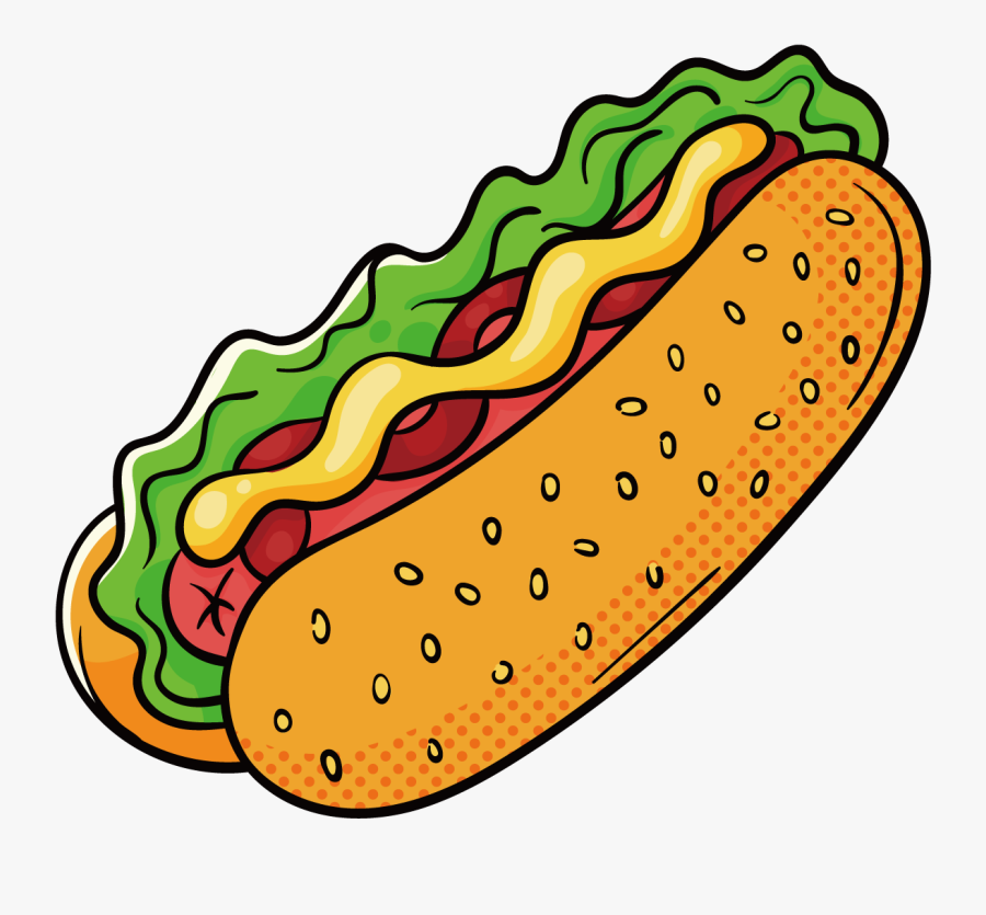 Hamburger Hot Dog Fast Food Drawing - Food Drawing Hot Dogs, Transparent Clipart