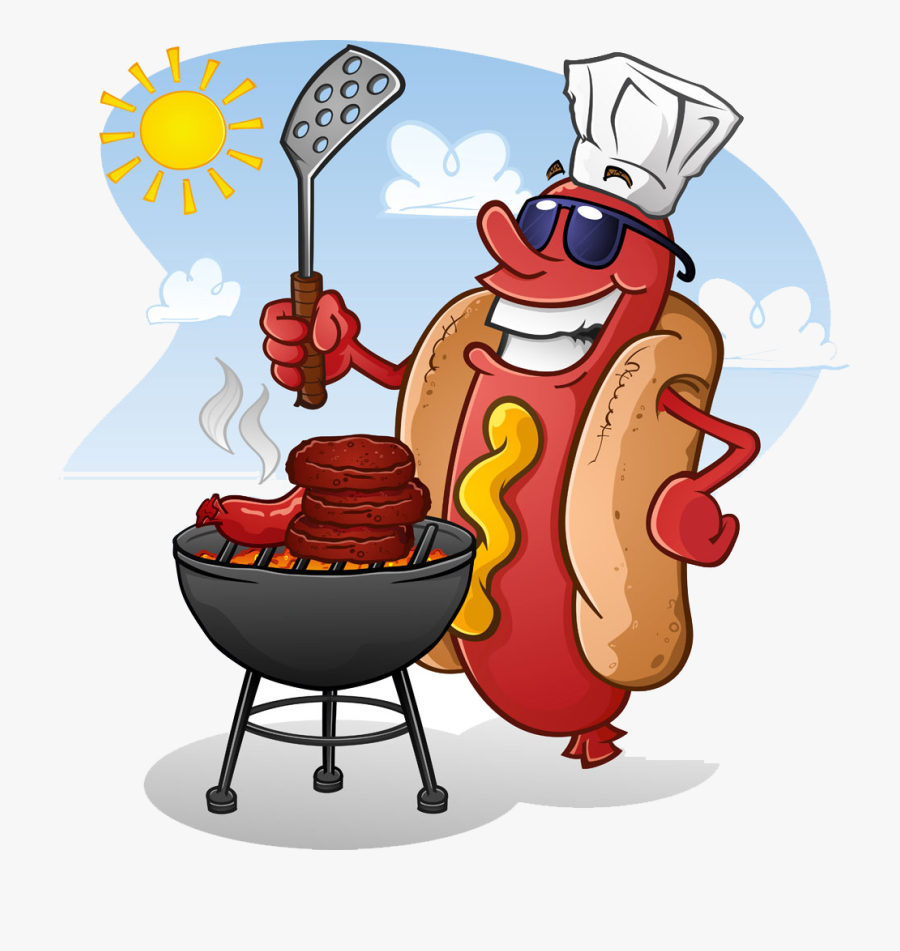 Clip Art Hot Dogs Cartoons - Hot Dog And Hamburger Cartoon, Transparent Clipart