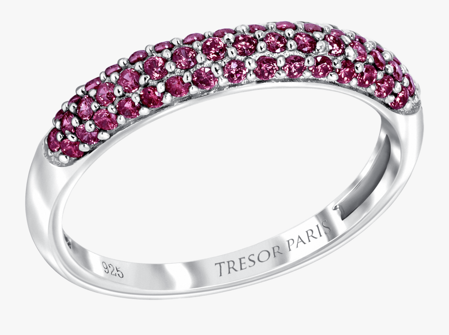 Pave Set Sterling Silver Ring With Ruby Colour Crystals - Ring, Transparent Clipart