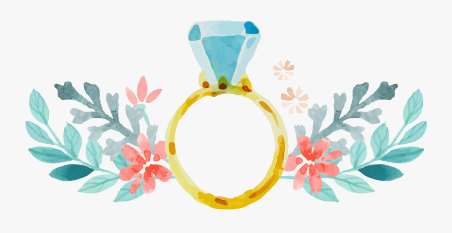 And Blue Diamond Art Leaves Wedding Rings Clipart - Wedding Ring Clipart Png, Transparent Clipart
