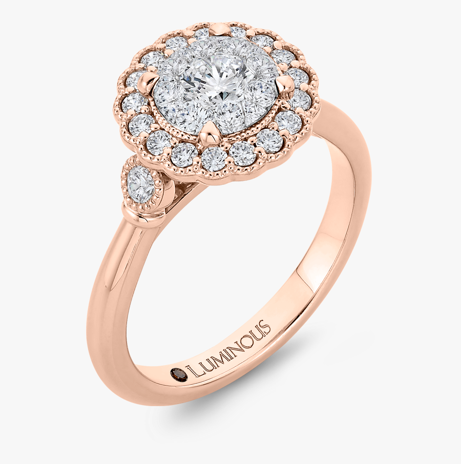 Hd Vintage Rose Gold Floral - Engagement Ring, Transparent Clipart