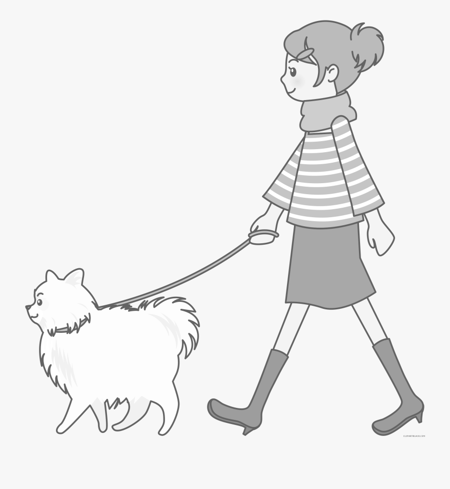 Dog Walking Clipart Free - Girl Walking Dog Clipart, Transparent Clipart