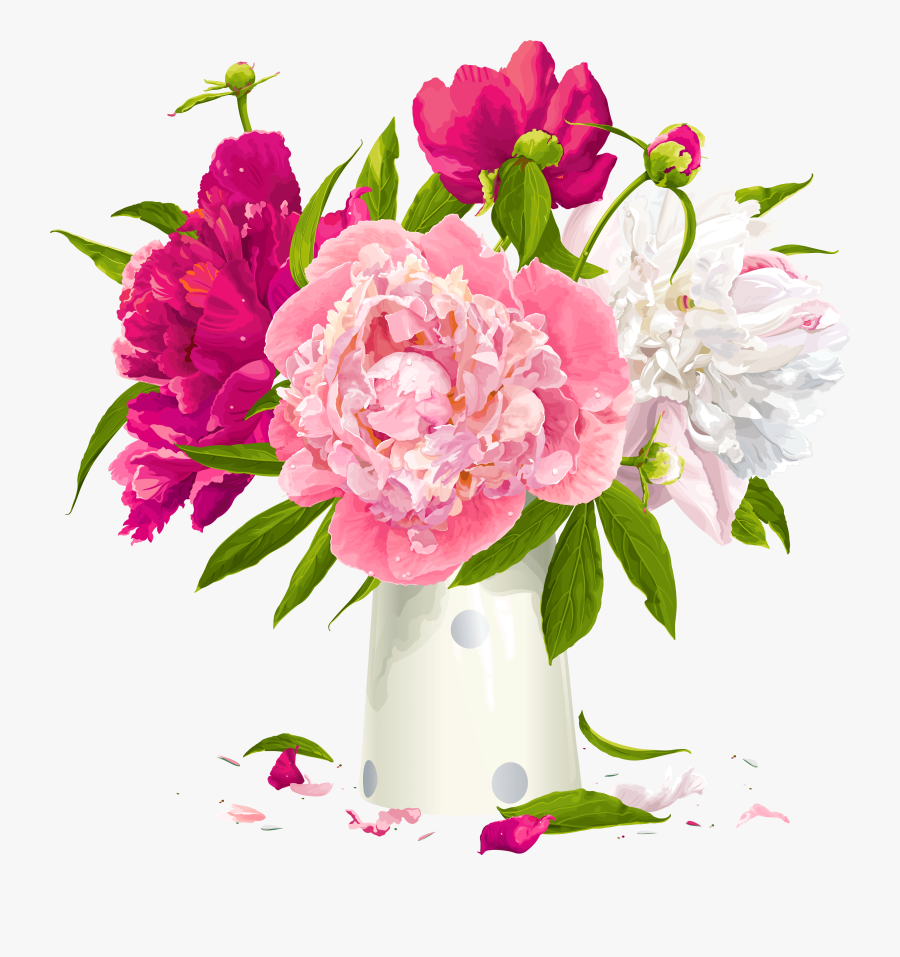 Clipart Peony Flowers - Flower Vase Transparent Clipart, Transparent Clipart