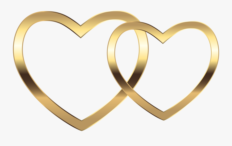 Wedding Rings Heart Clipart - Transparent Background Gold Hearts Png, Transparent Clipart
