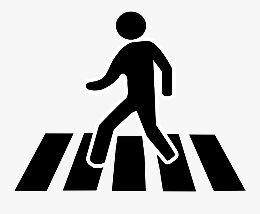 People Walking Clipart - Zebra Crossing Clipart Black And White, Transparent Clipart