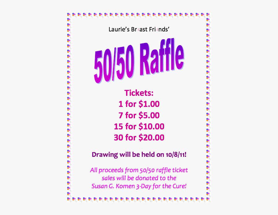 50/50 Raffle Ticket Clipart - 50 50 Raffle Flyer Template Free, Transparent Clipart