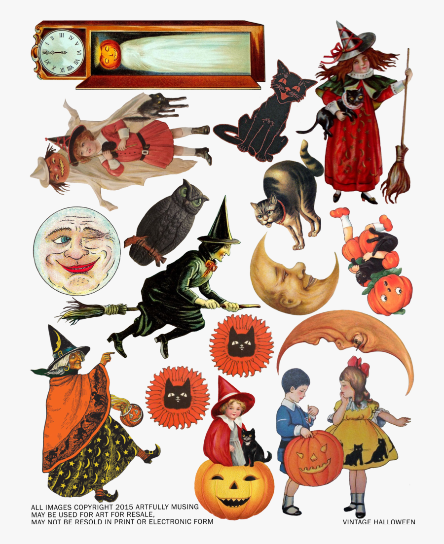 Vintage Halloween Clipart, Transparent Clipart