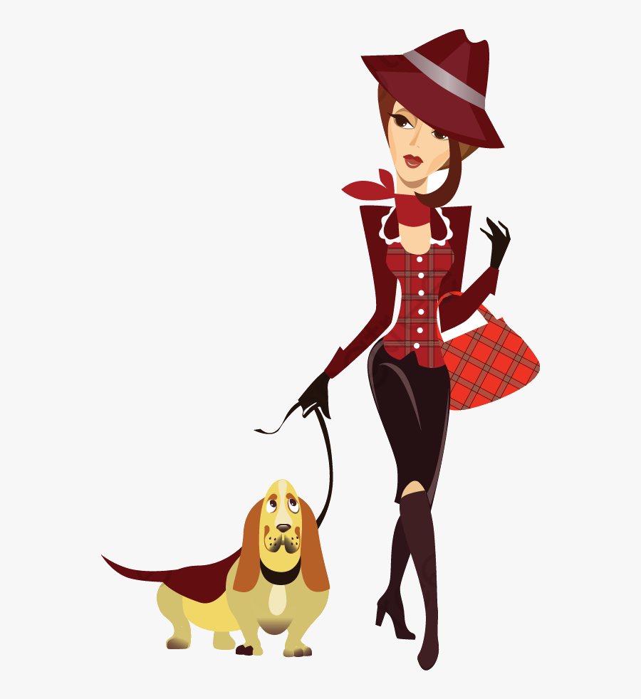 Dog Walking Clipart Graphics Illustrations Free On - Girl And Dog Cartoon Vector, Transparent Clipart
