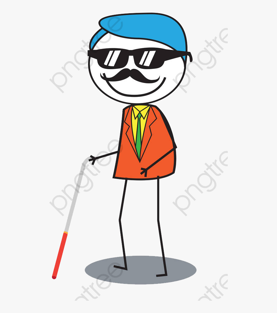 Blind People Walking With Glasses - Vector Graphics, Transparent Clipart