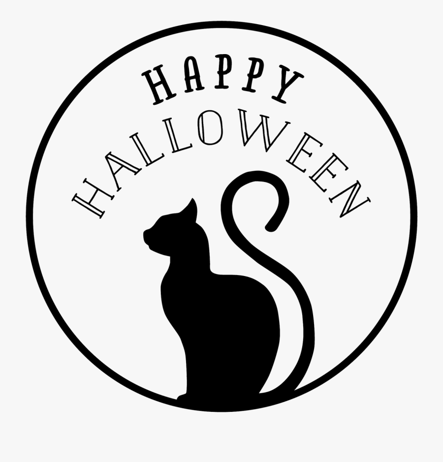 Large Size Of Clipart Halloween Black And White Cat - Happy Halloween Cat Black And White, Transparent Clipart