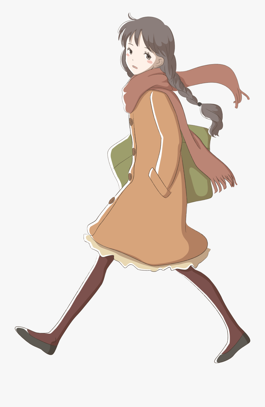 Transparent Slow Clipart - Anime Girl Walking Drawing, Transparent Clipart