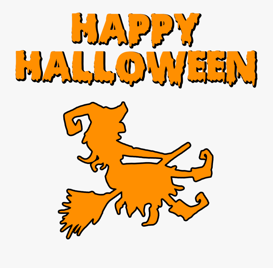 Happy Halloween Witch On A Broomstick, Transparent Clipart