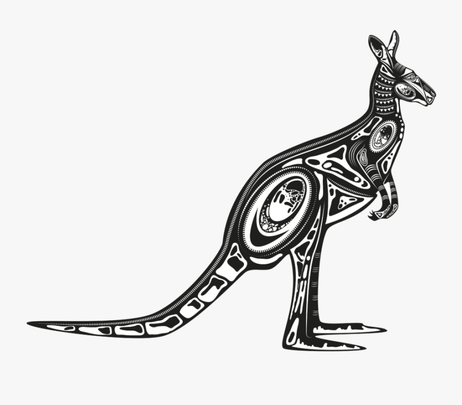 Transparent Kangaroo Clipart - Aboriginal Black And White Kangaroo, Transparent Clipart