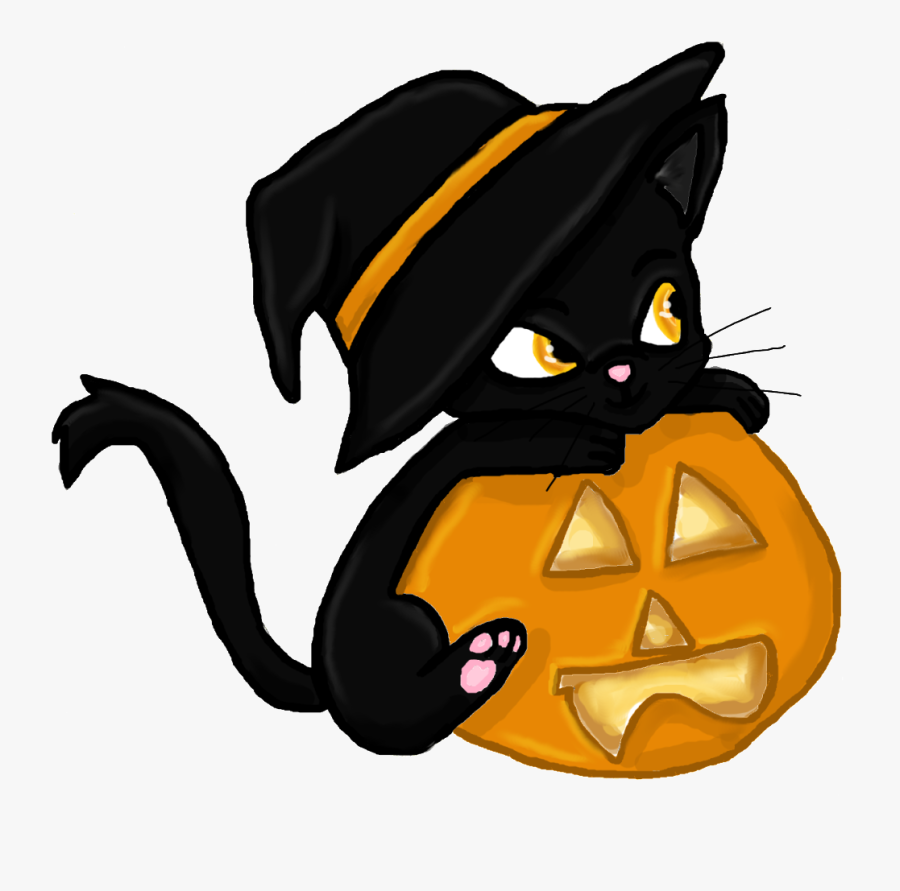 Cute Cat Halloween Clipart - Cartoon Halloween Black Cats, Transparent Clipart