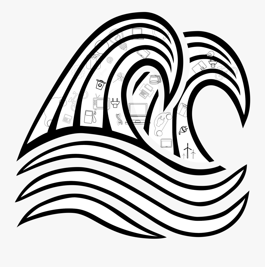 Line Art Wind Wave Drawing Breaking Wave - Waves Clipart Black And White, Transparent Clipart