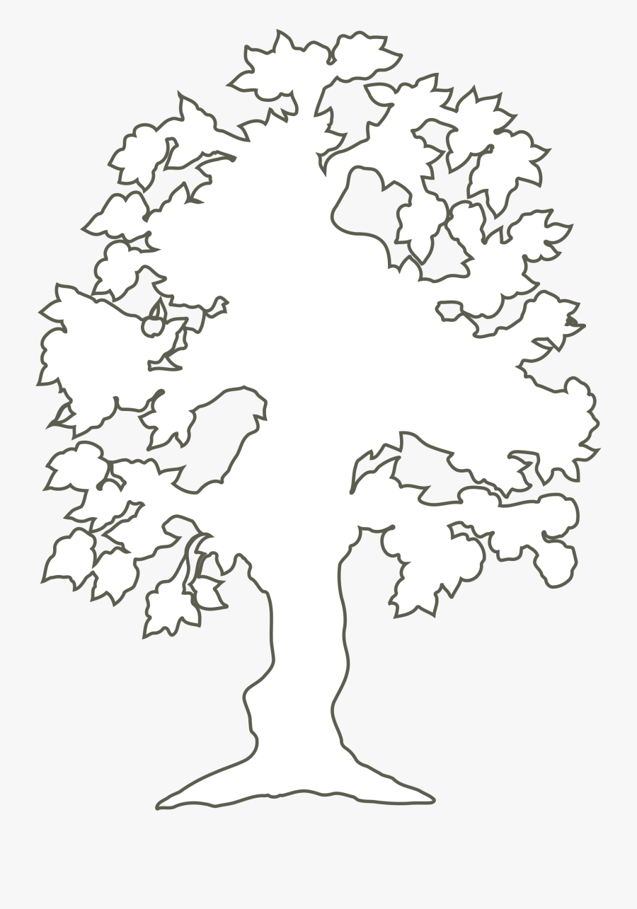 Simple Flowering Tree Outline By @andy, Silhouette - White Tree Outline Clipart, Transparent Clipart