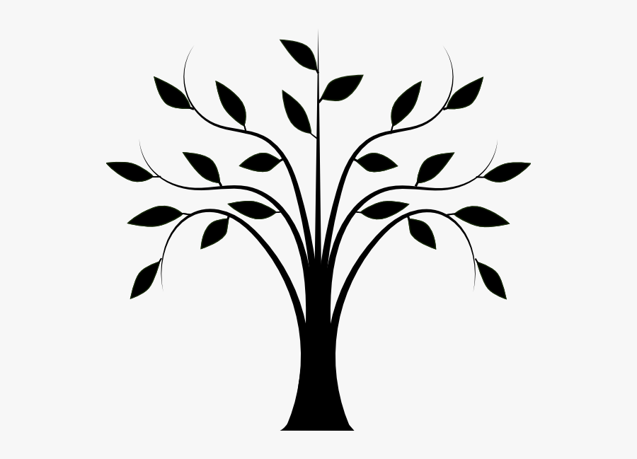 Tree With Leaves Clipart Black And White, Transparent Clipart