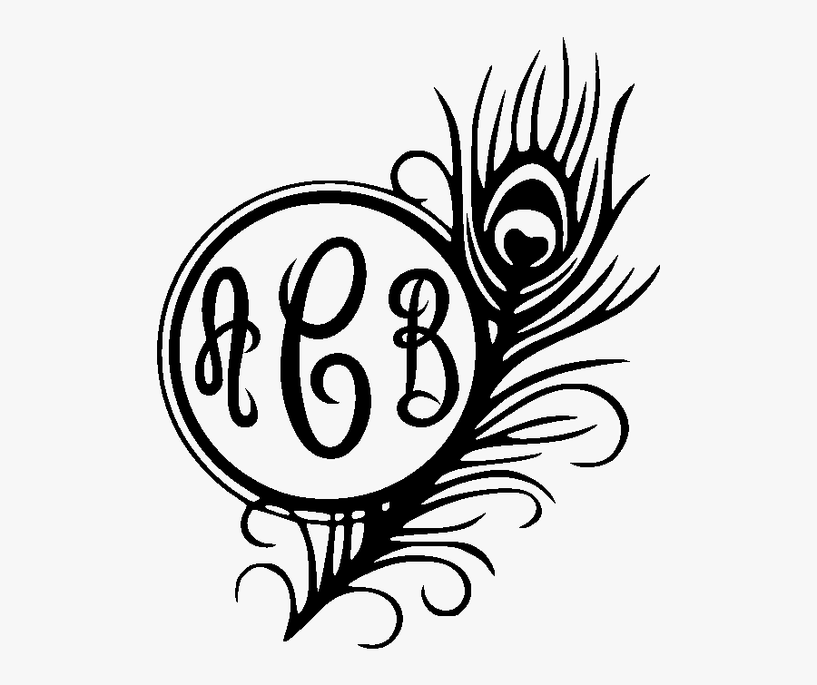 Transparent Picture Frame Clip Art - Feather Monogram Decal, Transparent Clipart