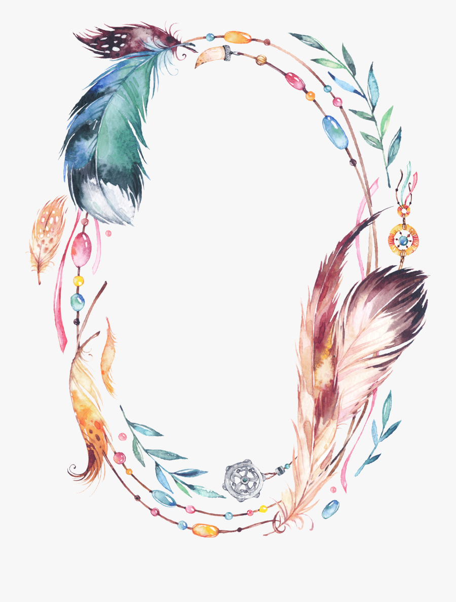 #feather #feathers #boho #bohemian #bohofeathers #tribal - Dream Catcher Frame Png, Transparent Clipart