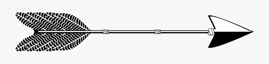 Black White Arrowhead Feathers - Arrow Black And White Clipart, Transparent Clipart