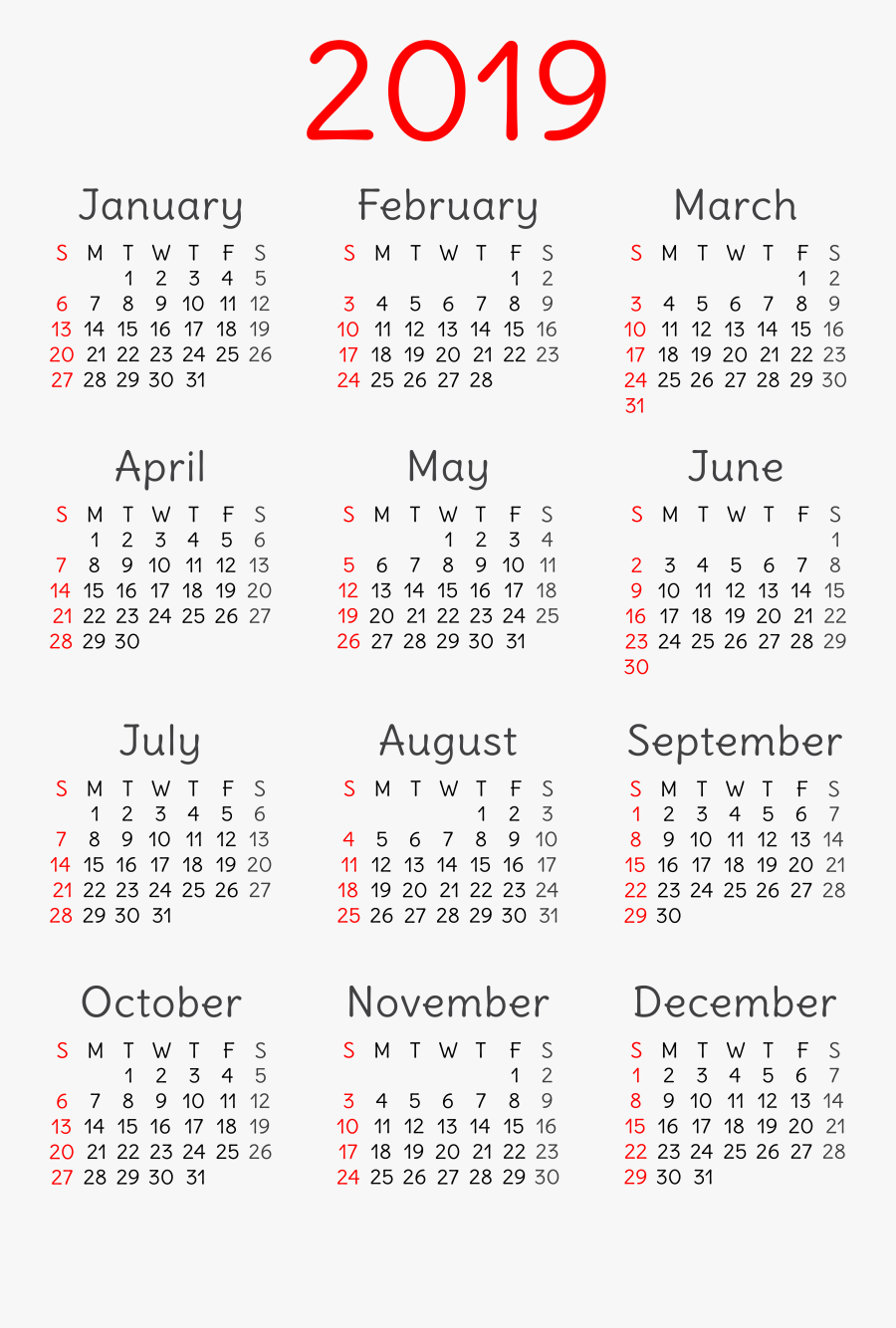 Calendar Transparent Png - 2019 Calendar Transparent Background, Transparent Clipart