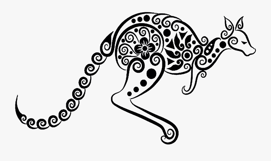 Kangaroo Tattoo Ornament Clip Art - Kangaroo Tattoo Stencil, Transparent Clipart