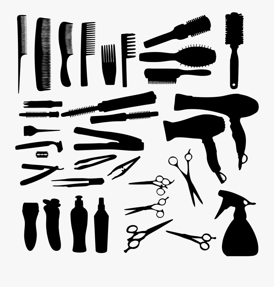 Salon Tools Clipart - Hair Styling Tools Clip Art, Transparent Clipart