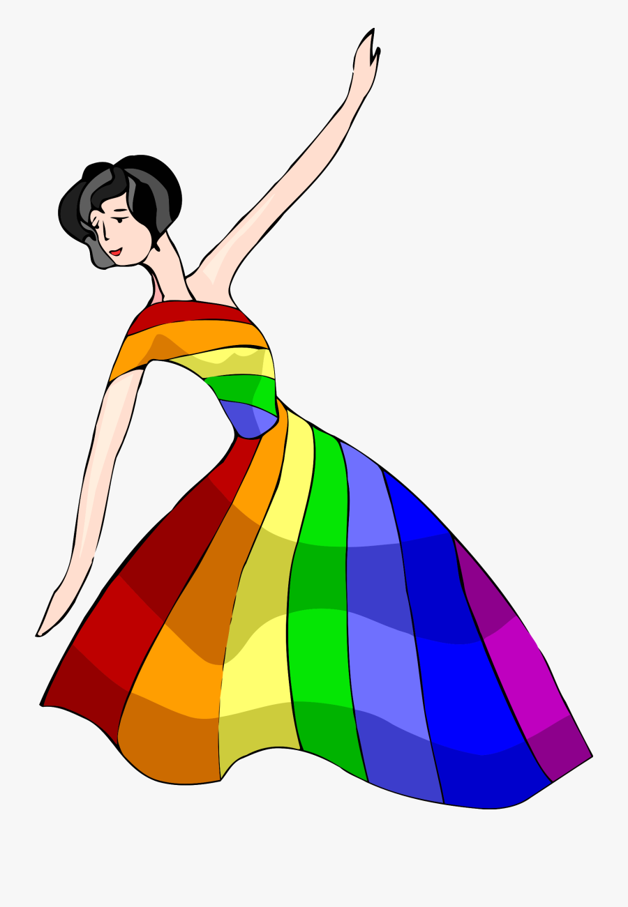 Great Dancer In Rainbow Dress Vector Clipart Image - Rainbow Dress Clipart, Transparent Clipart