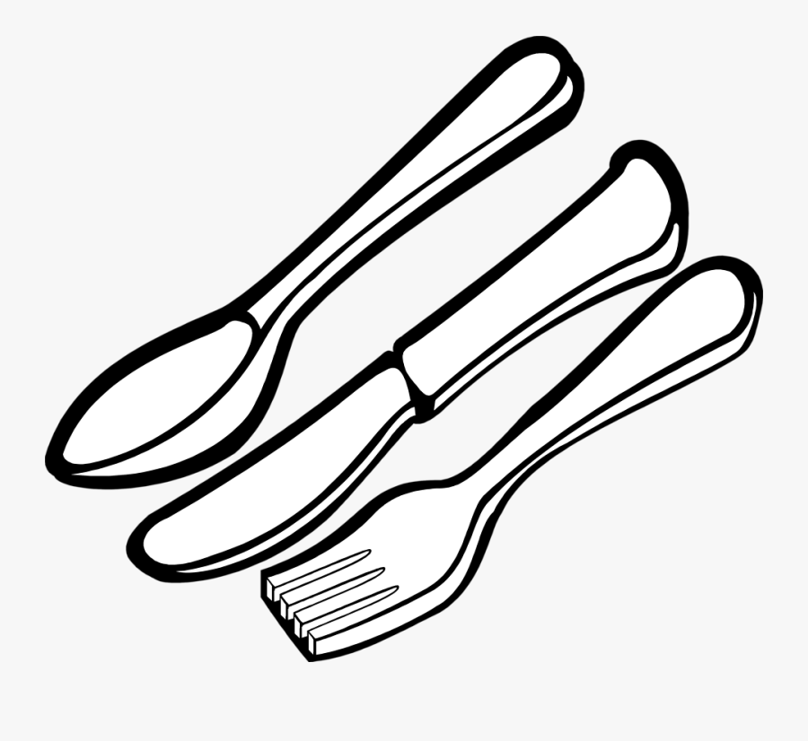 Silverware Free Silverware 7 Clip Art - Spoon And Fork Clipart Black And White, Transparent Clipart