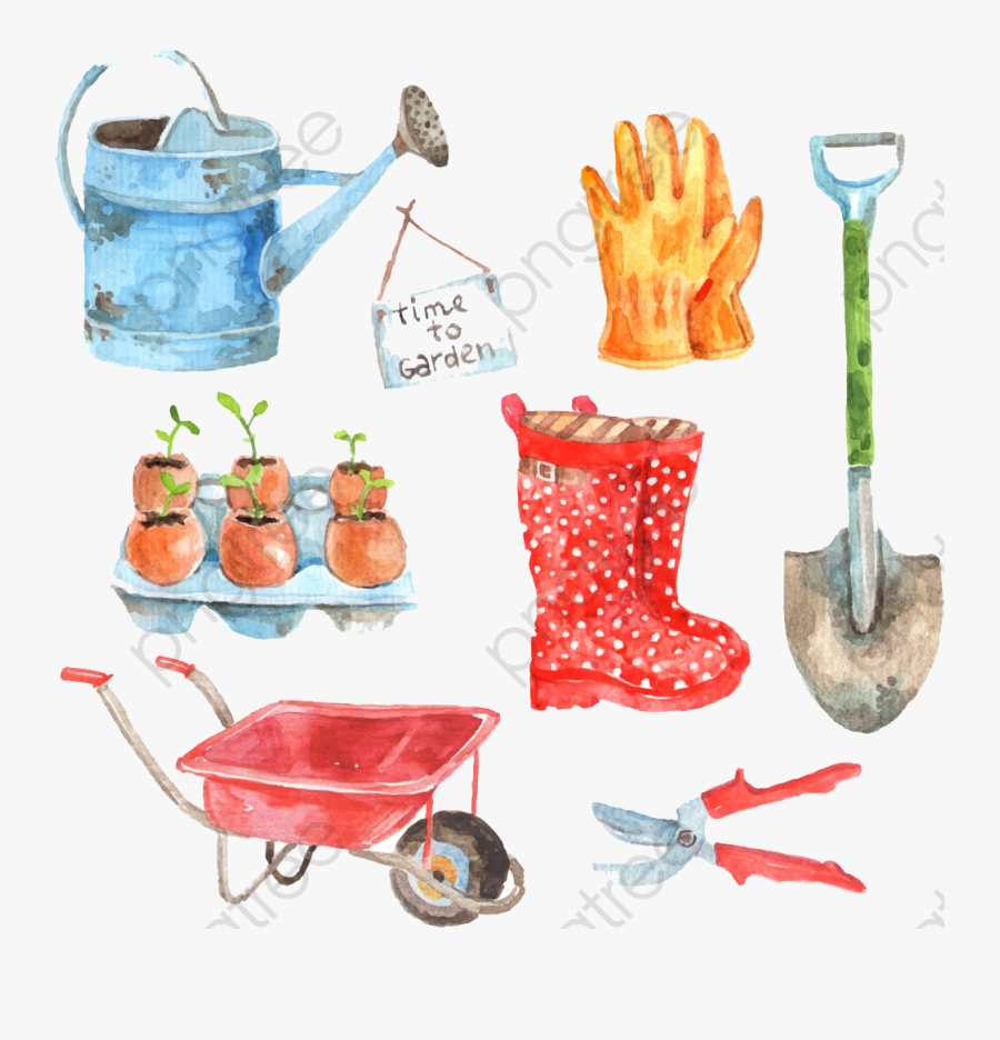 Drawing Gardening Tools - Gardening Watercolor, Transparent Clipart