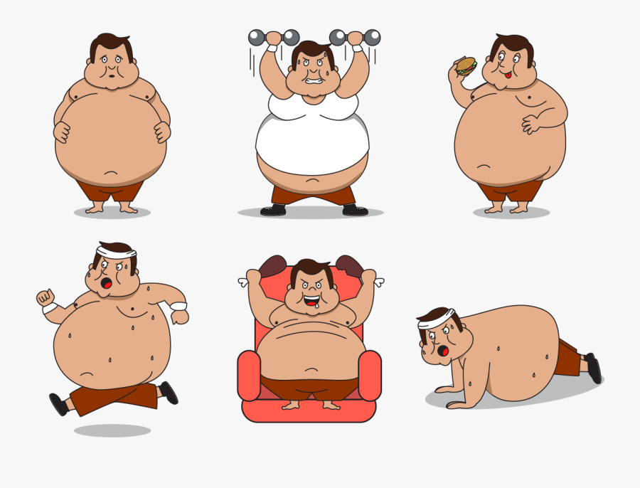 Fat Guy Character Vector - Fat Male Cartoon Character, Transparent Clipart