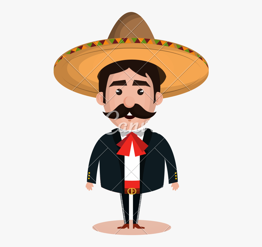 Mexican Wearing Sombrero Character - Mexican Mariachi Avatar, Transparent Clipart