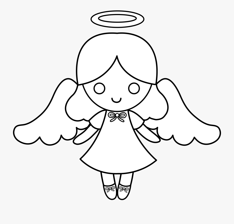 Little Girl Dress Clipart Black And White - Xmas Angel Clipart Black And White, Transparent Clipart