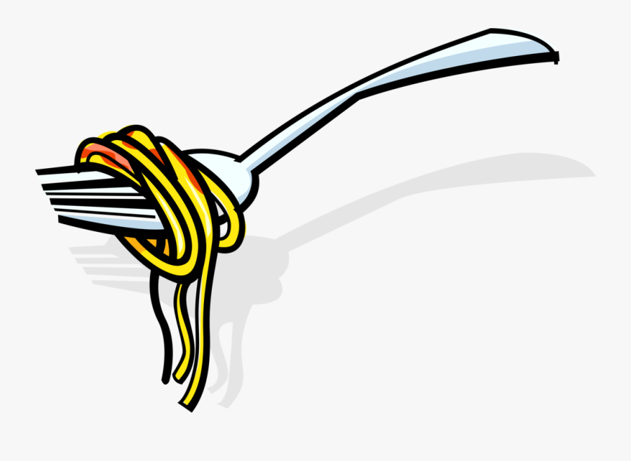 Italian Vector Image Illustration - Spaghetti Wrapped Around A Fork, Transparent Clipart