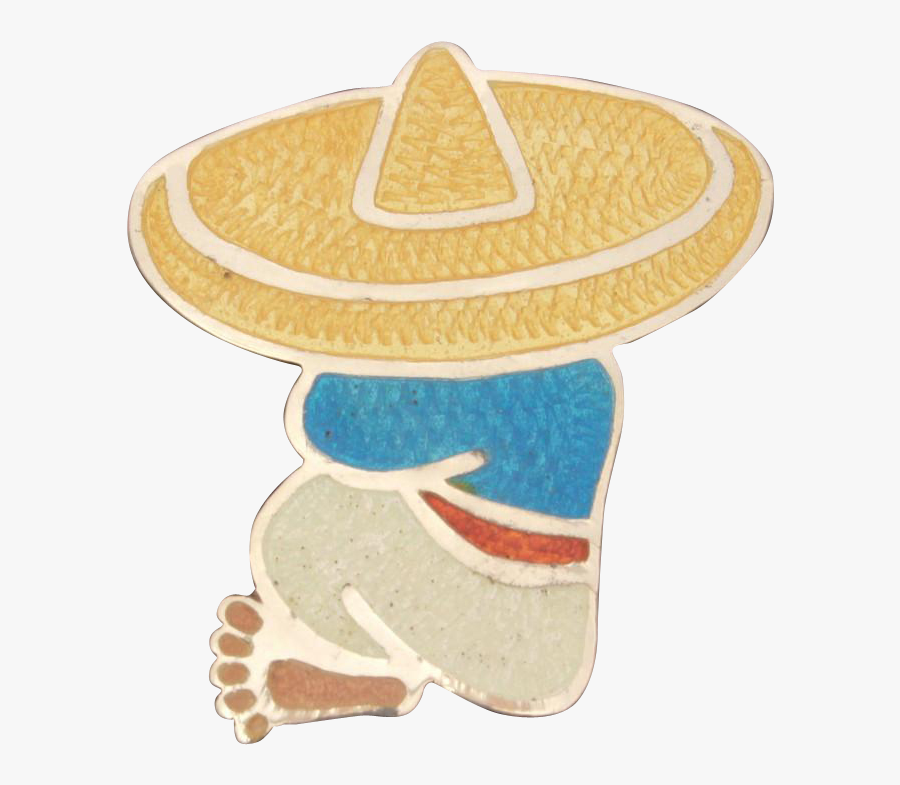 Jf Siesta Mexican Man In Sombrero Sterling Enamel Pin - Royal Icing, Transparent Clipart