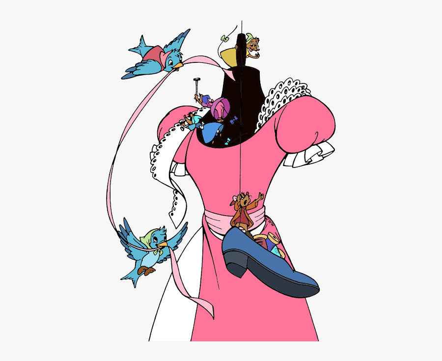 Cinderella Dress Clipart - Cinderella Mouse And Birds, Transparent Clipart