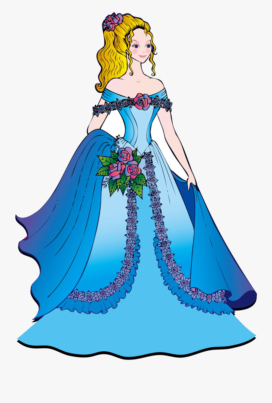 Image Freeuse Cinderella Dress Clipart - Blue Dress Princess Beautiful Clipart, Transparent Clipart