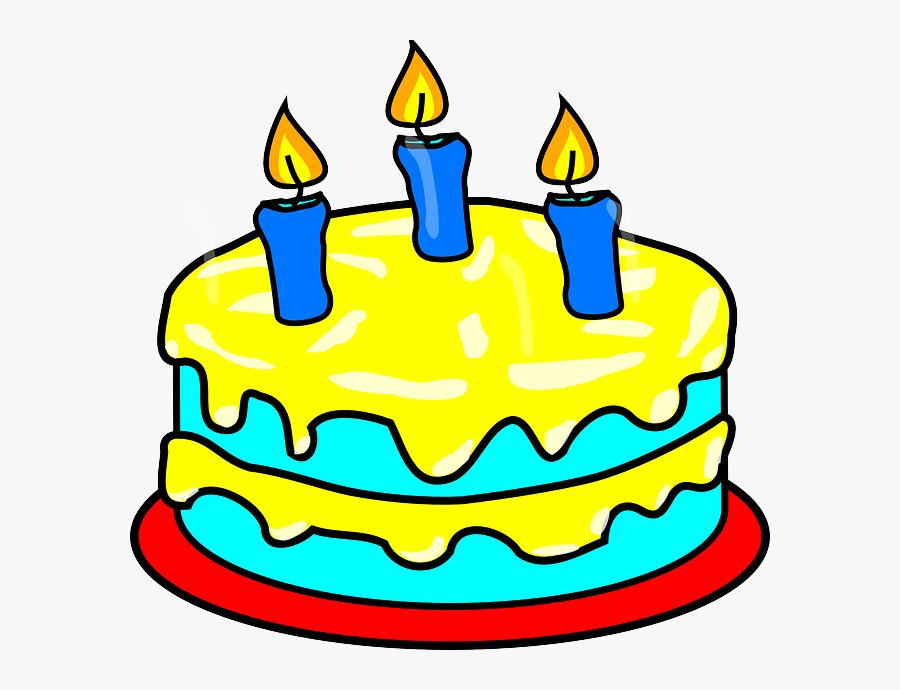 Yellow Three Candle Cake Clip Art At Clker - Birthday Cake 3 Candles, Transparent Clipart
