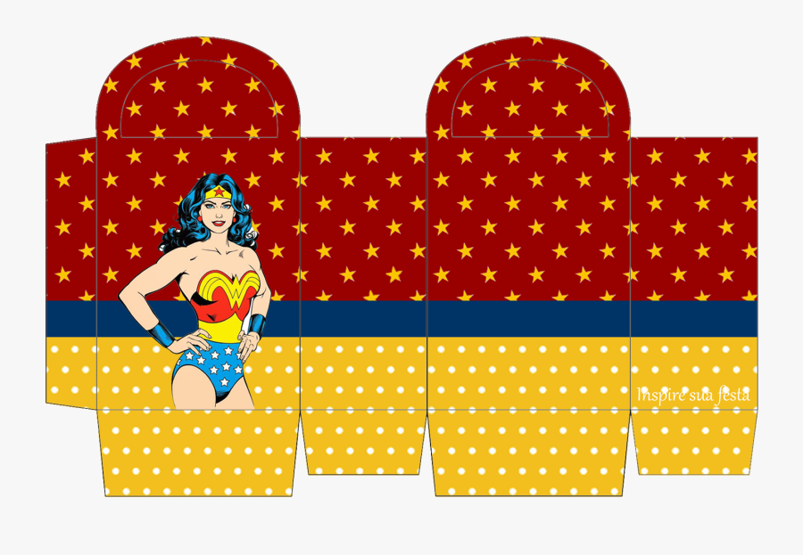 Wonder Woman Retro Party Free Printable Box - Personalizado Mulher Maravilha Para Imprimir, Transparent Clipart