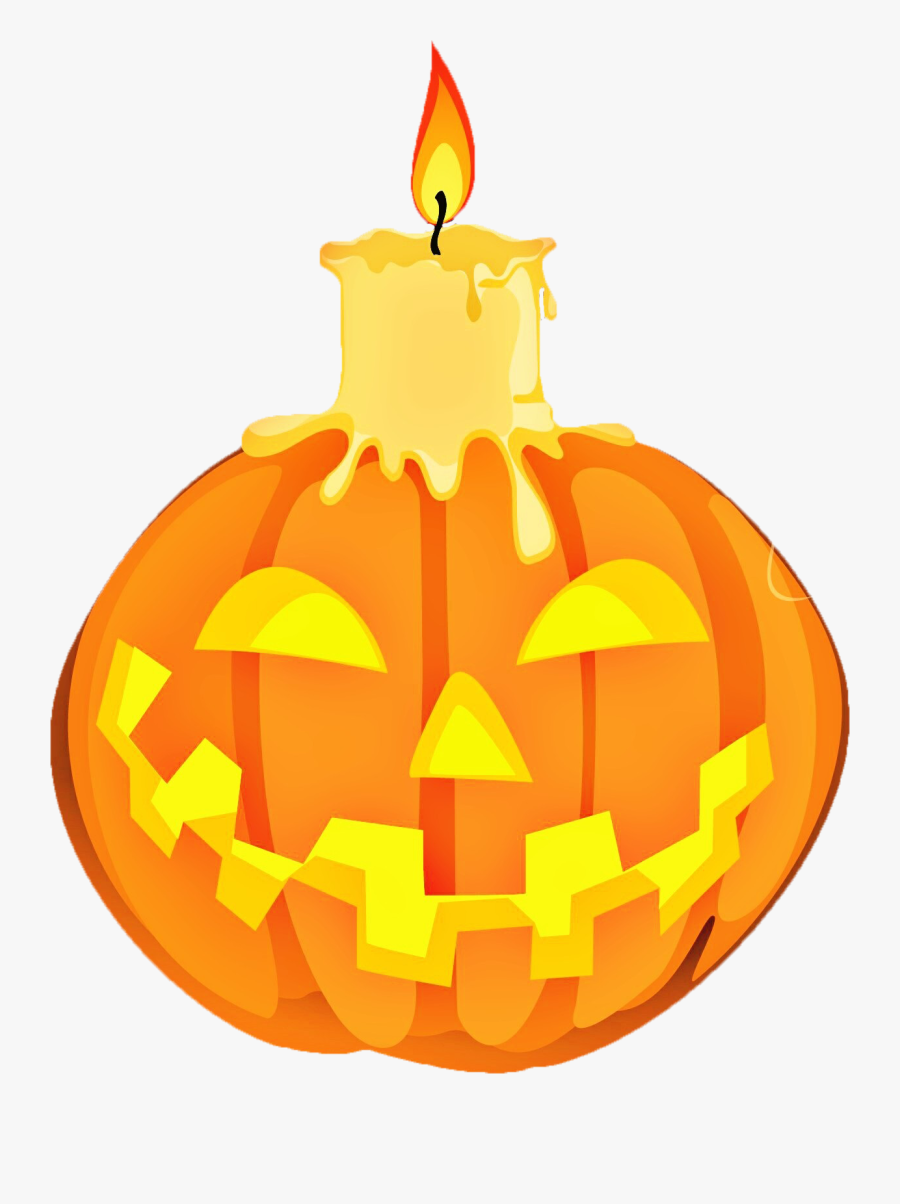 Jack O Lantern And Burning Candle Png - Halloween Candle Png, Transparent Clipart