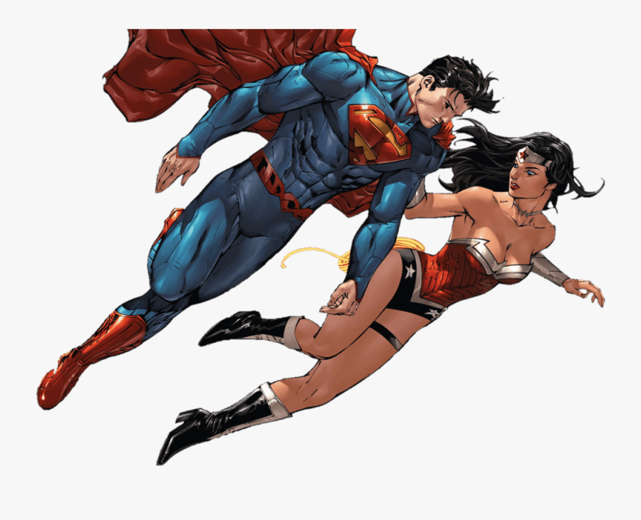 Superman And Wonder Woman By Mayantimegod Clipart Image - Superman And Wonder Woman Flying, Transparent Clipart
